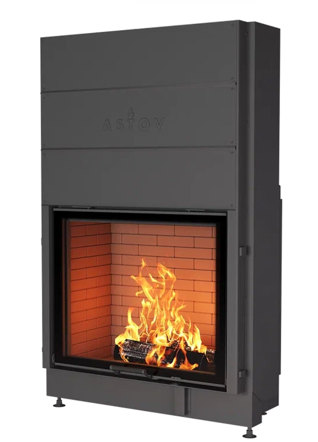 Каминная топка<br/> АСТОВ ПС 9074, встроенный шибер, футеровка темная керамика