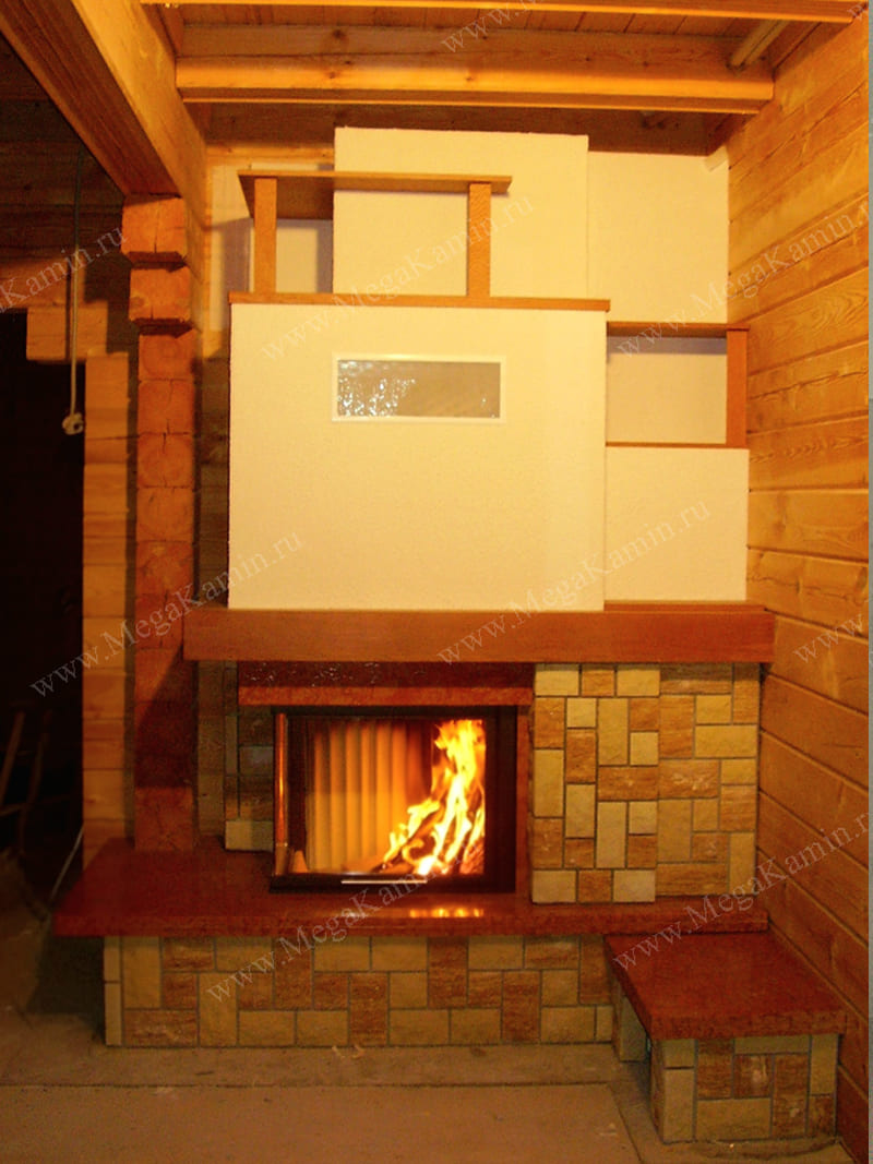 18. Камин пристенный угловой топка "SPARTHERM" 
