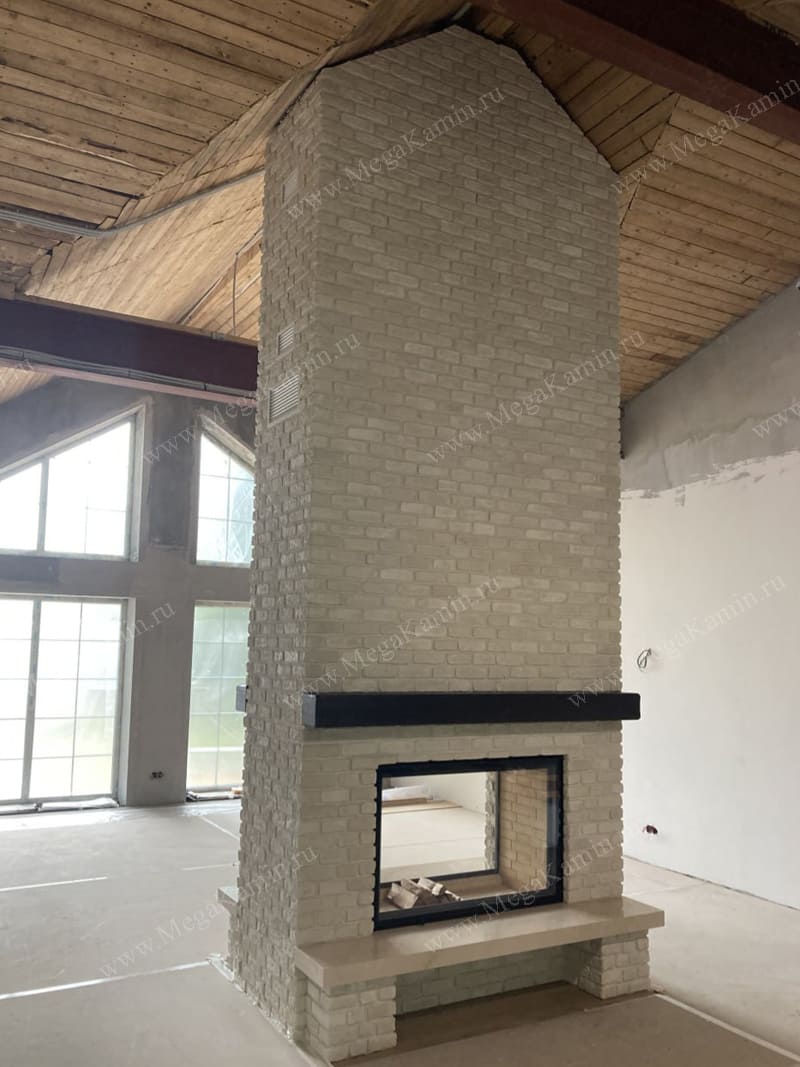 1. Камин центральный декоративный кирпич топка "АСТОВ" 